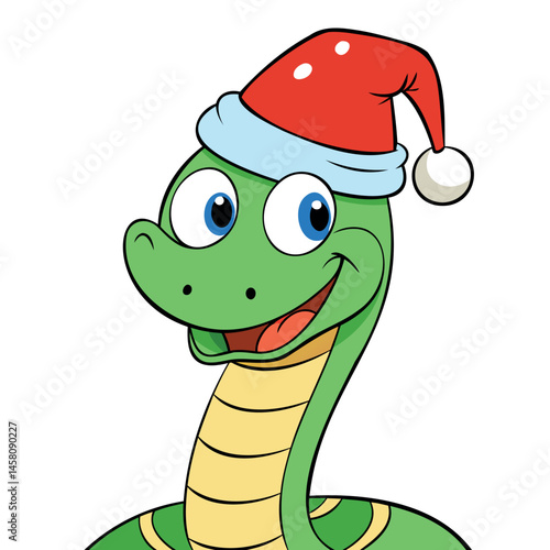 Festive Snake in a Santa Cap