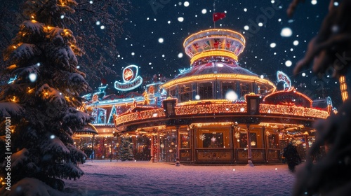 Winter Wonderland Building with Festive Lights