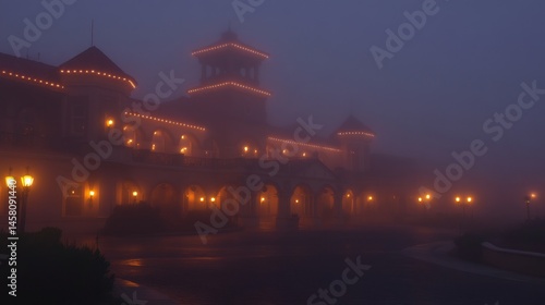 Obraz na płótnie Misty Night at a Majestic Estate w salonie