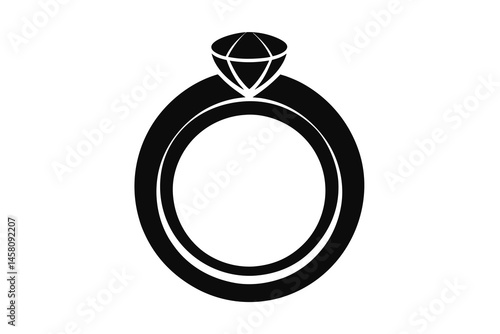 3d diamond engagement ring vector icon isolated in white background