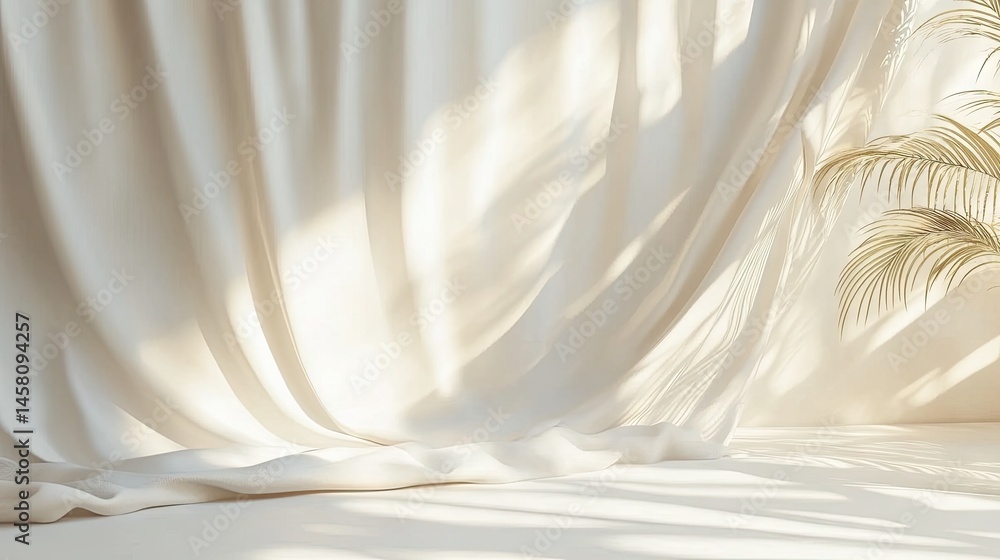 Obraz premium Soft, flowing drapes and natural light in a minimalist interior.