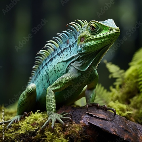 Wallpaper Mural Green Plumed Basilisk Lizard Basiliscus plumifrons Unique Jungle Creature. Torontodigital.ca