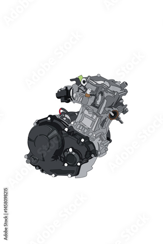 This is a simple design of the Yamaha MX King 150 motorbike engine