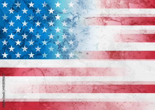 Grunge textural USA flag abstract vintage background. American Independence Day retro vector design