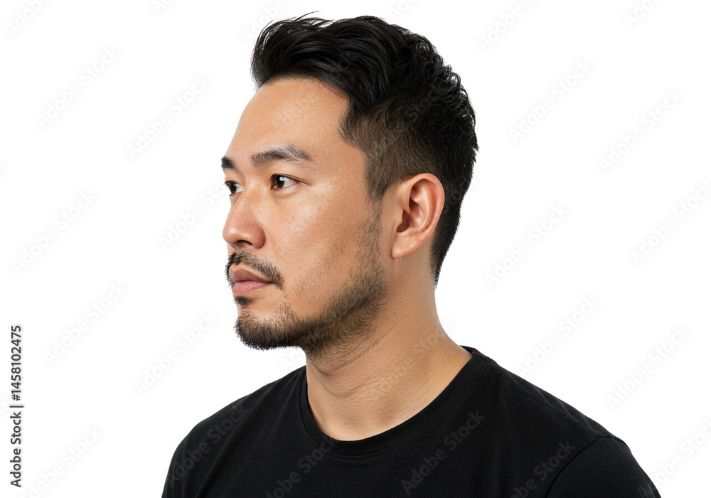 Profile of Smiling Asian Man Portrait Happy Casual Friendly Look Profile of Smiling Asian Man Portrait Happy Casual Friendly Look