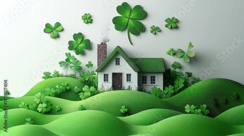 Wallpaper Mural Charming St. Patrick's Day Cottage nestled in Green Hills Torontodigital.ca
