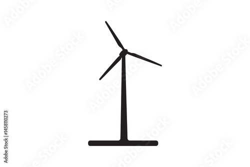 Minimalist Wind Turbine Silhouette - Wind Turbine Renewable Energy