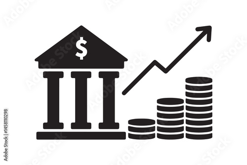 Economic Growth and Banking Silhouette - Banking and Finance Increase