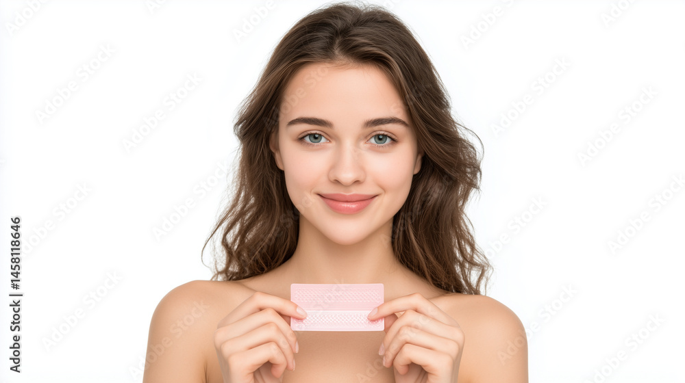 Portrait of a beautiful woman with red hair holding a white credit card, looking at the camera, against a light gray background, Portrait of a beautiful woman with red hair holding a white credit card, looking at the camera, against a light gray background,