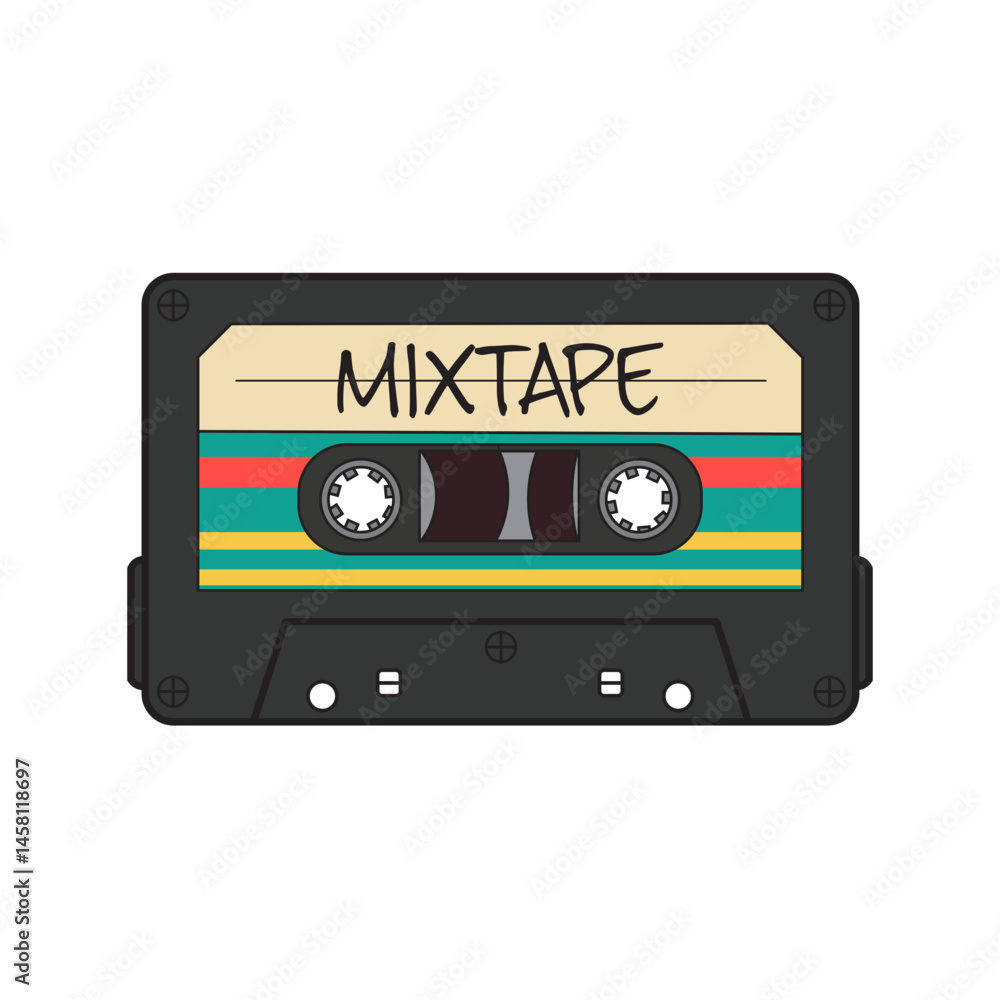 Fototapeta premium retro mixtape audio cassette tape vector illustration