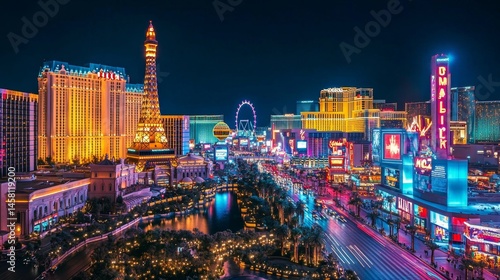 Obraz na płótnie Las Vegas Strip at Night: A City of Lights w salonie