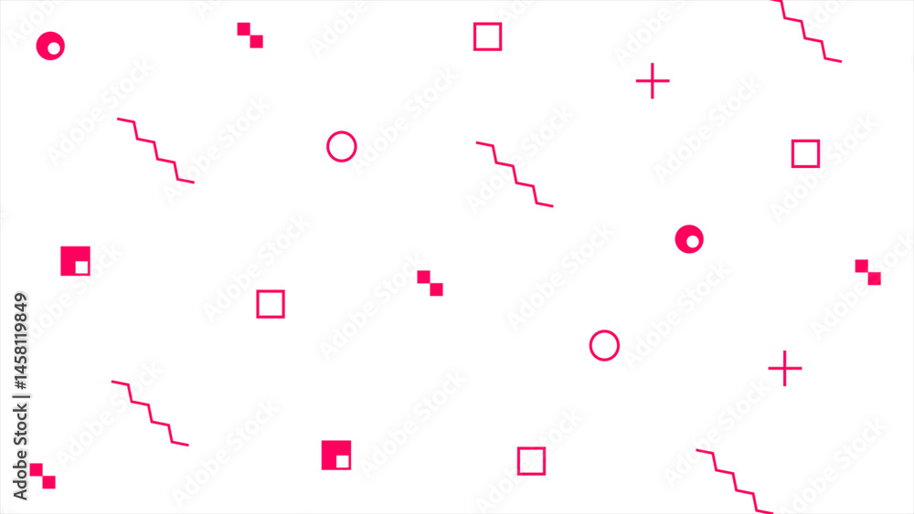 Magenta red random abstract shapes pop style minimal white background, simple and elegant background Magenta red random abstract shapes pop style minimal white background, simple and elegant background