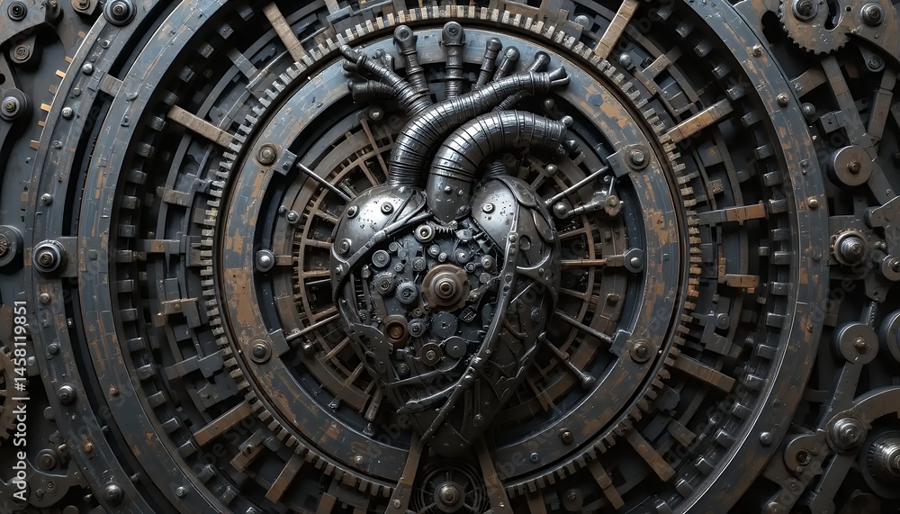 Fototapeta premium Mechanical heart gears steampunk