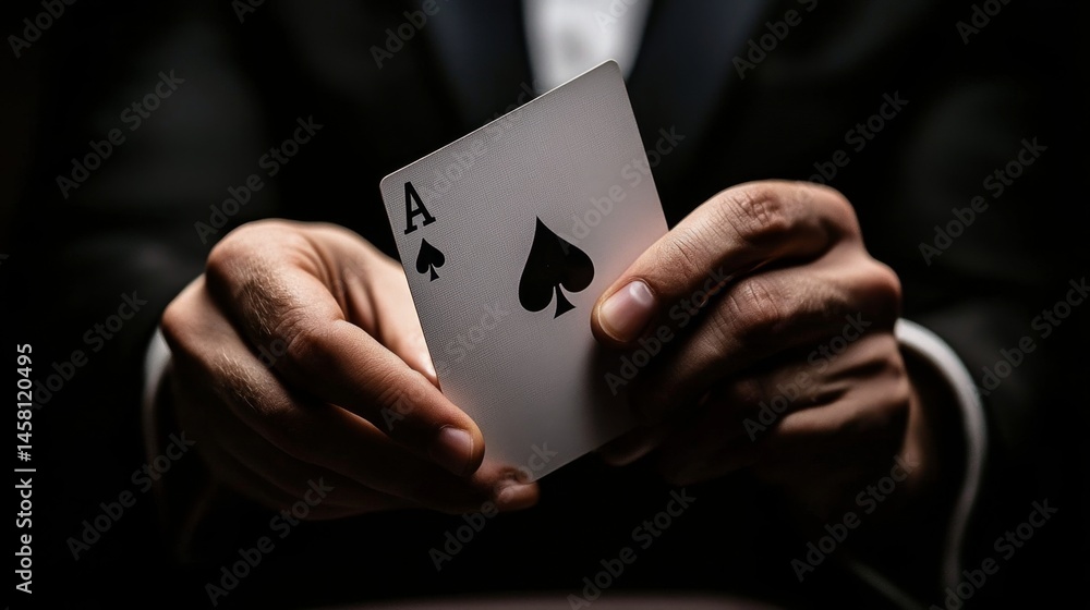 Ace of Spades in Hands - Close-up Gambling