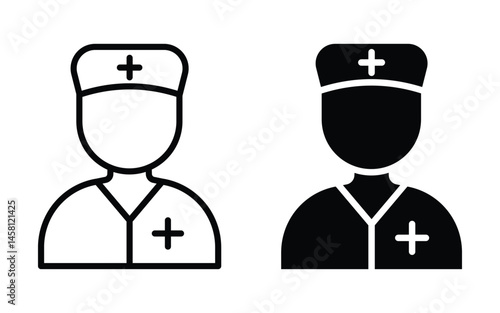 nurse icon set liner style. doctor intern nurse icon. medical staff icon sign vector.