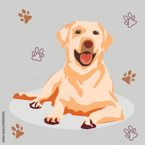 
Friendly golden dog ​​background with paws