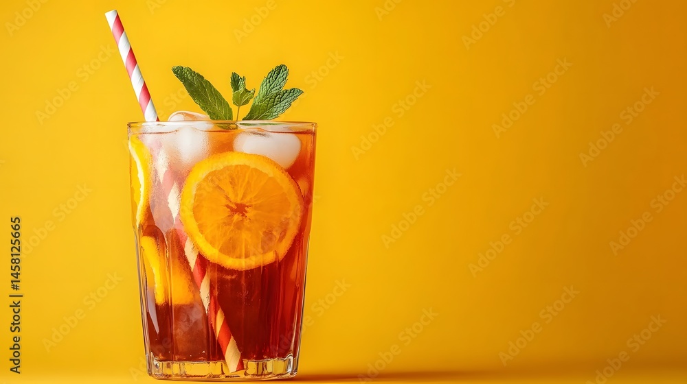 Refreshing iced tea drink with lemon and herbs. Refreshing iced tea drink with lemon and herbs.