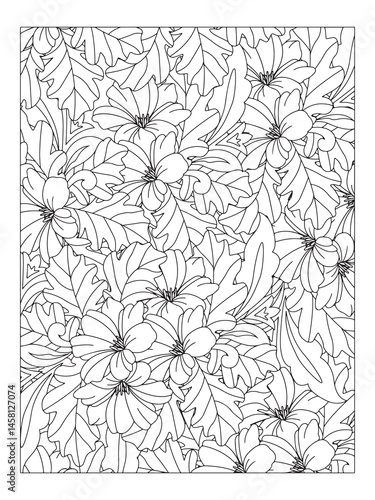 Wallpaper Mural Flower pattern. Vector doodle flowers in black and white. Page adult coloring book. Coloring Flower Page. Torontodigital.ca