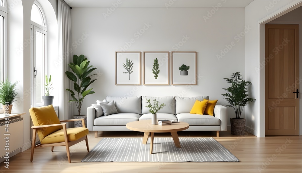 Contemporary Living Room Interior with Stylish Sofa Contemporary Living Room Interior with Stylish Sofa