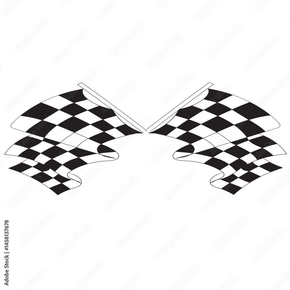 Racing flag on black pole illustration continuous line drawing Racing flag on black pole illustration continuous line drawing