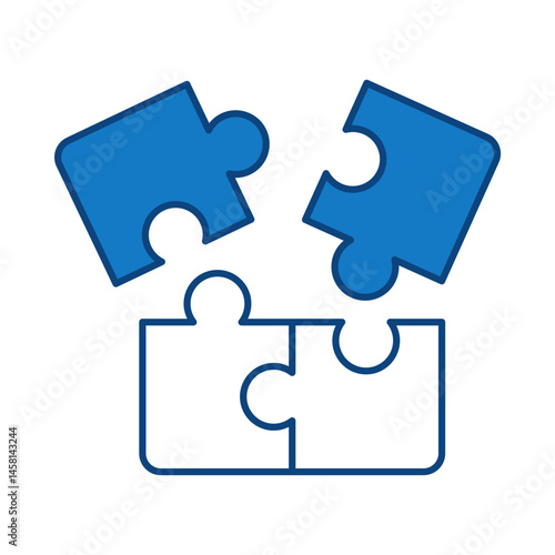 Puzzel Blue Line Icon. Business, Strategy, Success Editable Stroke Vector Illustration