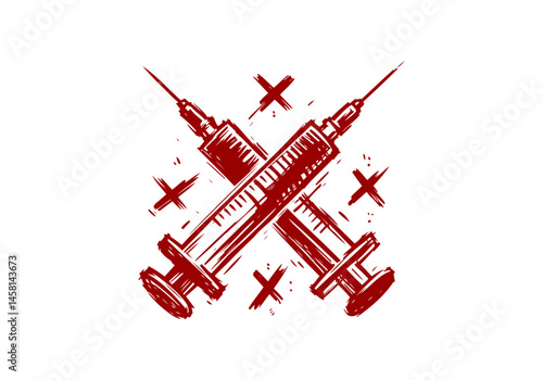 Syringe hand drawn sketch vector illustration