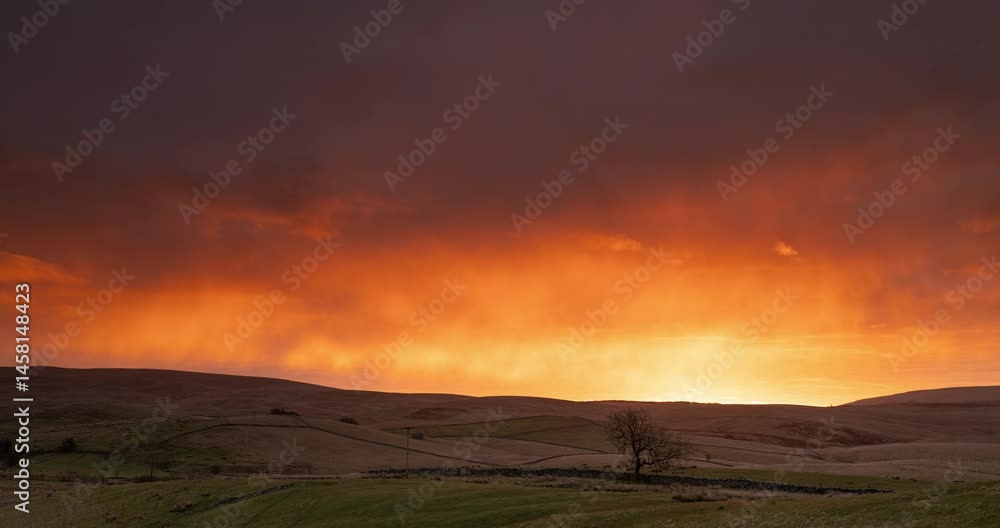 Timelapse of red sunrise over Ribblesdale Timelapse of red sunrise over Ribblesdale