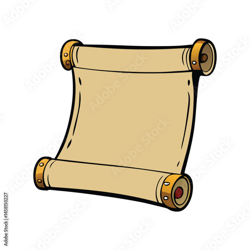 Vintage blank scroll vector illustration, antique paper design with curled edges, classic parchment for decorative use and text
