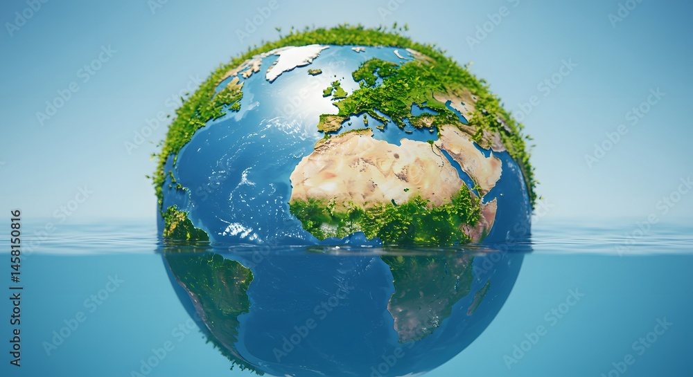 Fototapeta premium Drowning Earth: A Visual Representation of Rising Sea Levels and Climate Change
