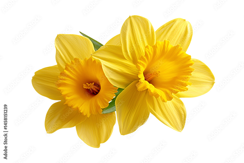 yellow daffodil flowers isolated on transparent background Generative Ai.