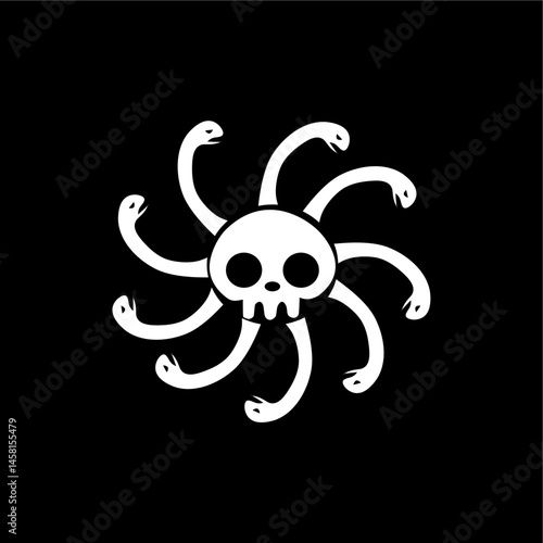 Hydra-Inspired Pirate Skull Emblem Vector Design
