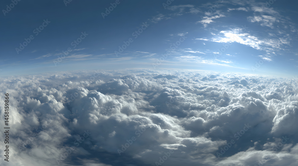 Fototapeta premium Above the clouds, hdri, equirectangular projection, spherical panorama