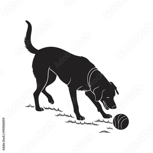 Dog silhouette black vector illustration, canine, pet, animal