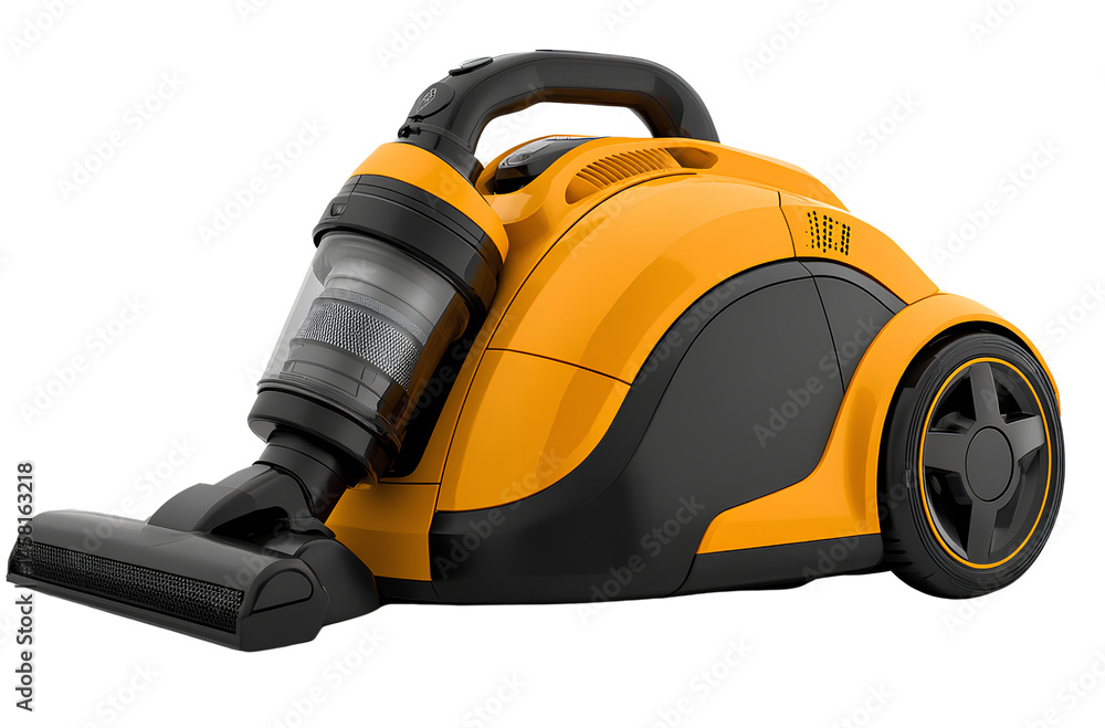 Modern Vacuum Cleaner in Yellow and Black Colors, Cutout PNG Modern Vacuum Cleaner in Yellow and Black Colors, Cutout PNG