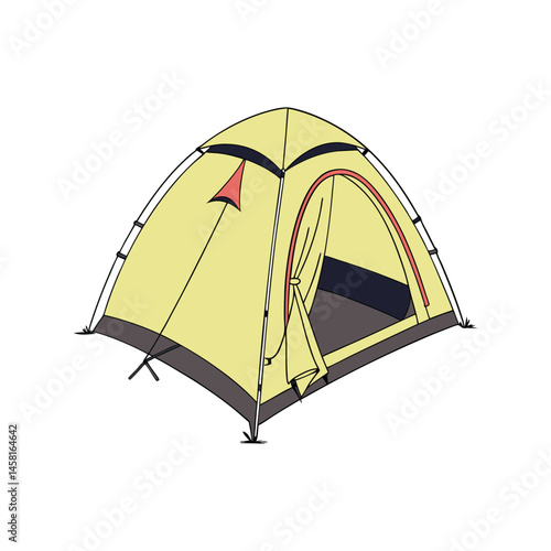 Camping tent vector illustration, outdoor shelter, hiking, travel, adventure, campsite, and nature design