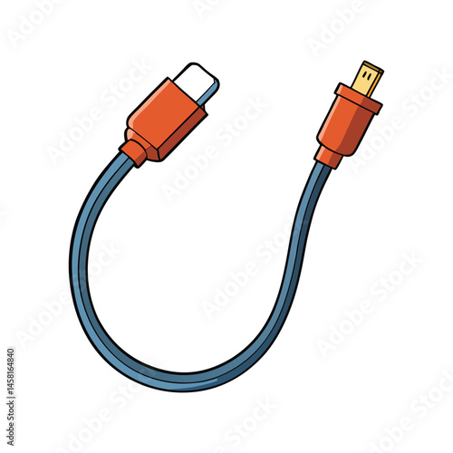 Electric cable vector illustration, power wire with plug connector icon for electricity, energy, and wiring design
