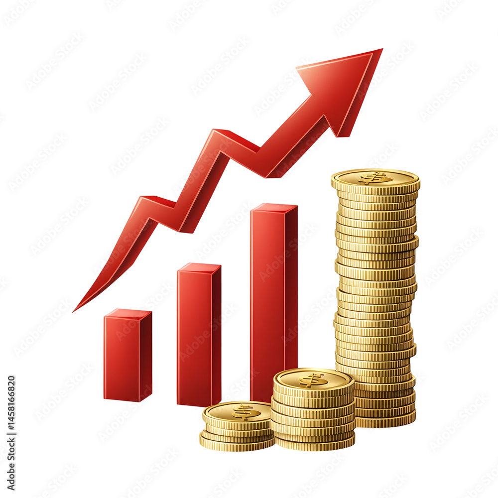 Financial Growth Chart with Red Arrow and Coins
Financial Growth Chart with Red Arrow and Coins