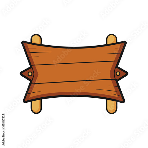 Wooden banner vector illustration, rustic blank wood signboard, decoration, signage, and vintage label