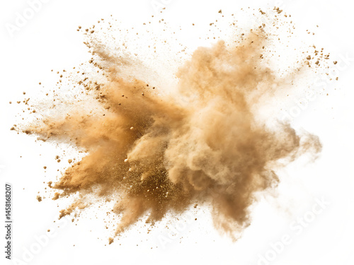 beige color powder pulver explosion isolated on white background.PNG