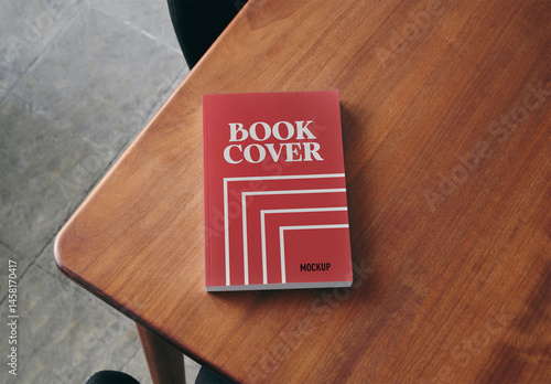 Mockup Of Hardback Book On Table, Customized Front