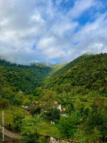 mountain landscape with blue sky, North of Iran
