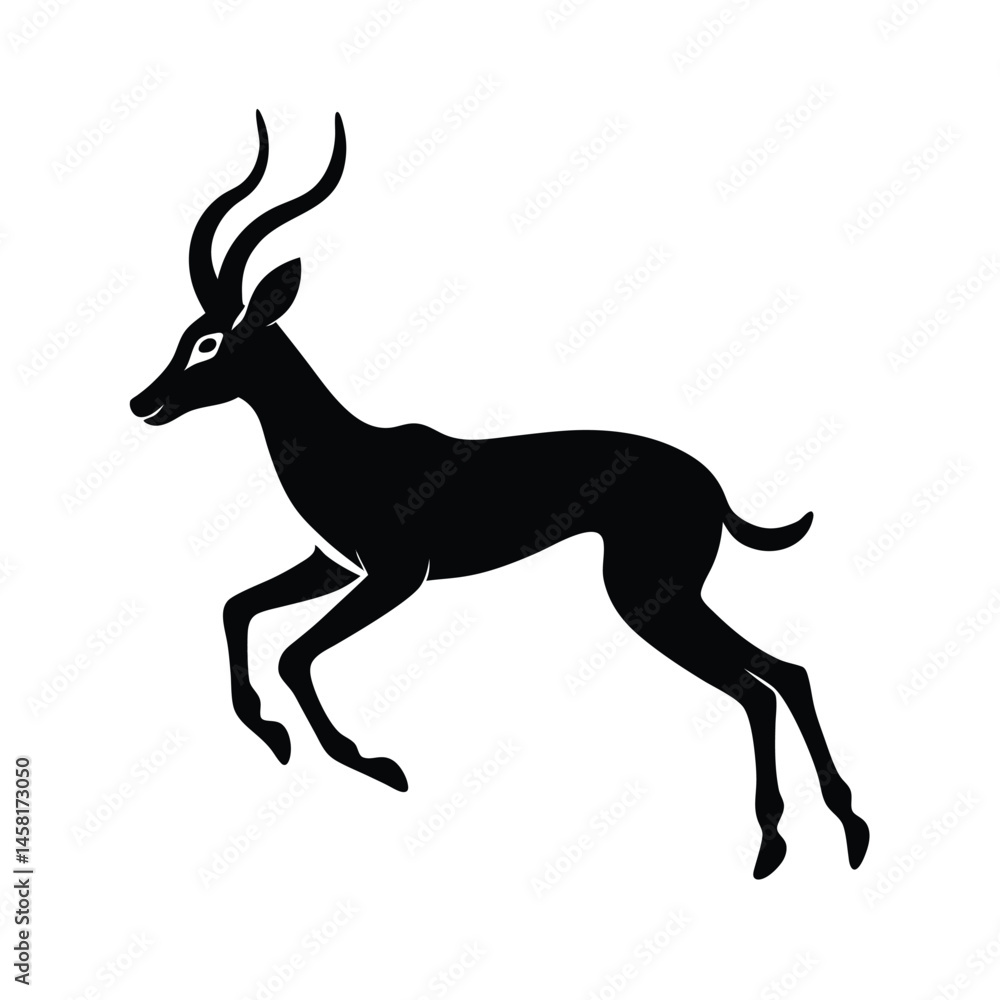 Obraz premium Antelope Jumping Slender Legs Vector Silhouette