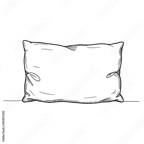 Pillow, black line art illustration on transparent background for logo design, packaging, tattoos, and minimalist decor