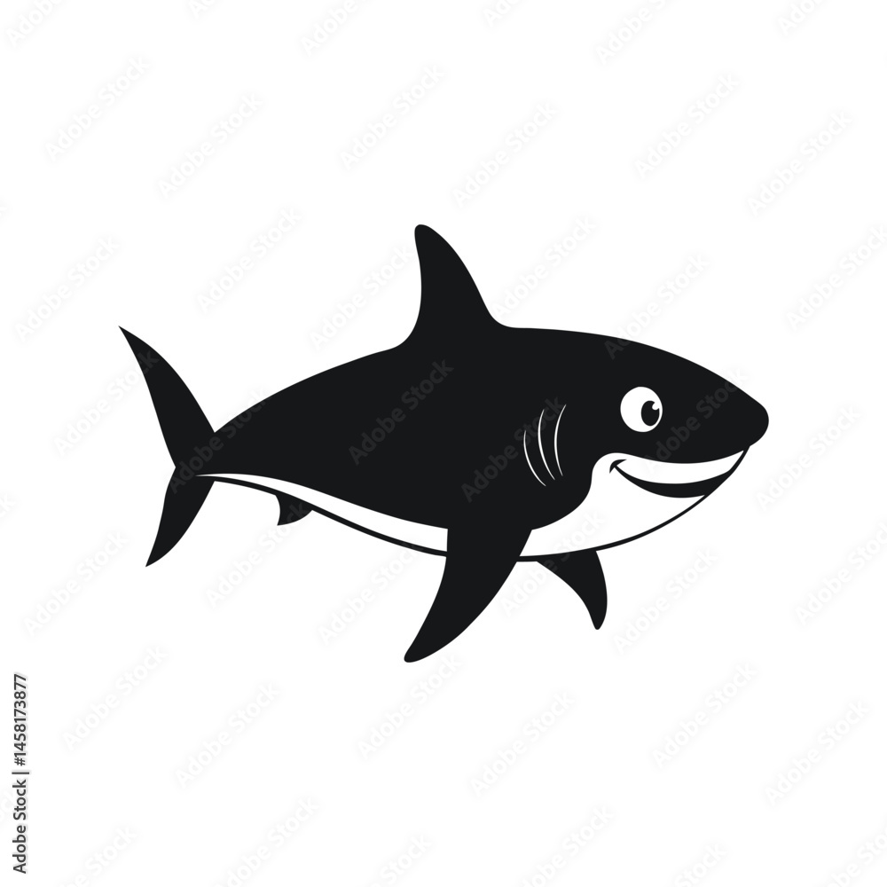 Fototapeta premium Silhouette of a shark vector illustration