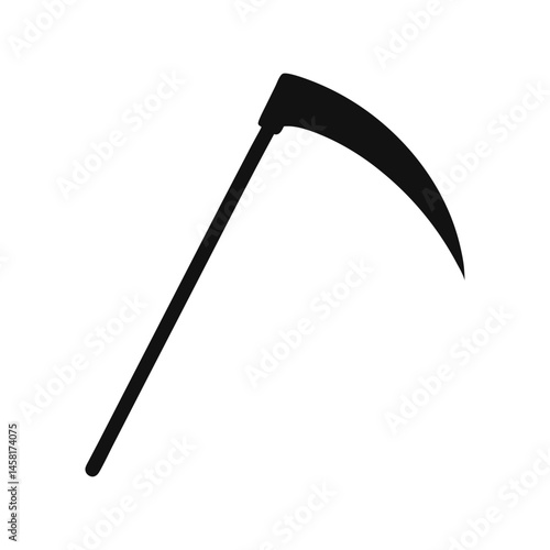 Scythe silhouette vector illustration, agricultural tool, symbol of harvest and death
