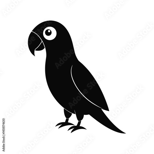 Parrot silhouette vector illustration. tropical bird, flying parrot, jungle animal, wildlife symbol, nature element