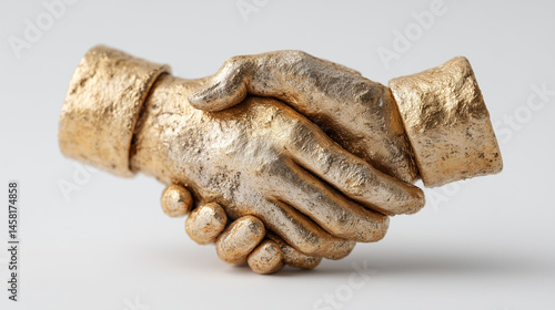 Golden handshake sculpture:...