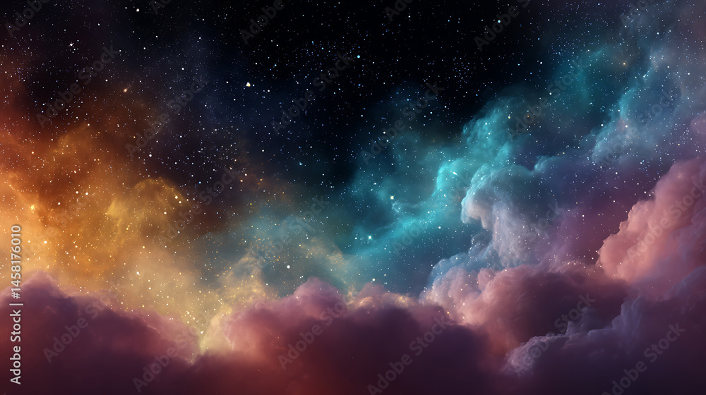 Fototapeta premium Colorful space galaxy cloud nebula, stary night cosmos wallpaper