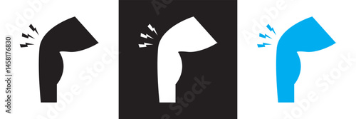 Knee pain icon. Vector for websites, mobile interfaces, presentations, banner, visual branding etc. Vector illustration. isolated on white and black background. EPS 10