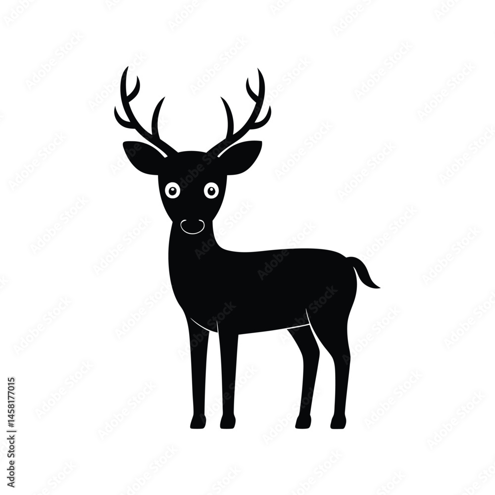 Obraz premium Deer silhouette vector illustration. woodland animal design, wild deer icon, nature symbol, forest creature figure